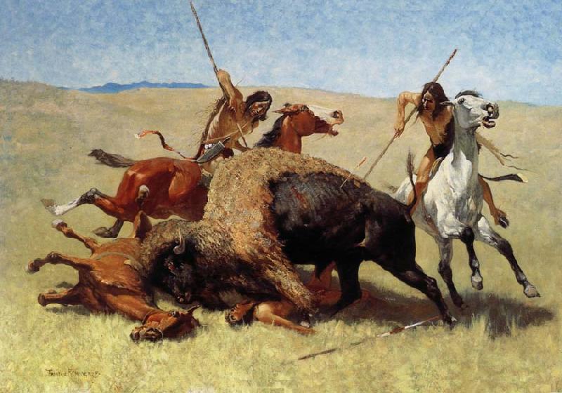 Frederic Remington The Buffalo Hunt France oil painting art